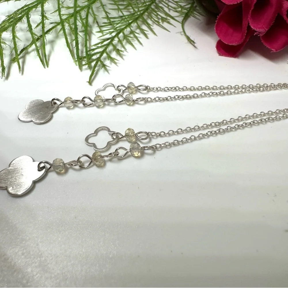 NEW⚜️Flower Charm Chain Drop Crystal Earrings